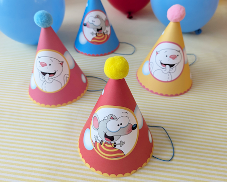 Toopy and Binoo party hats